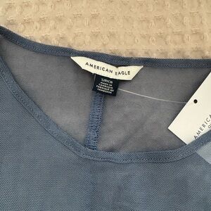 American Eagle Blue Mesh Top